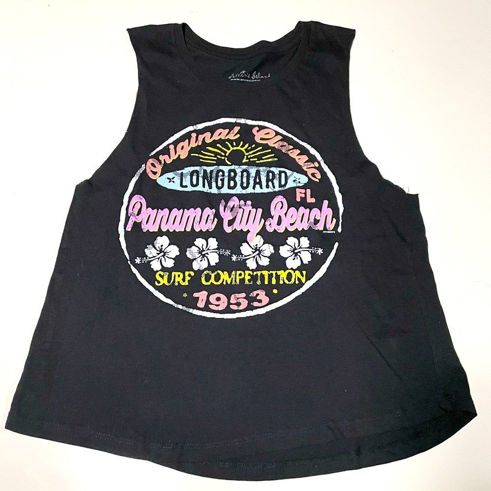 Panama City Beach Black Vintage Surf Summer Tank M